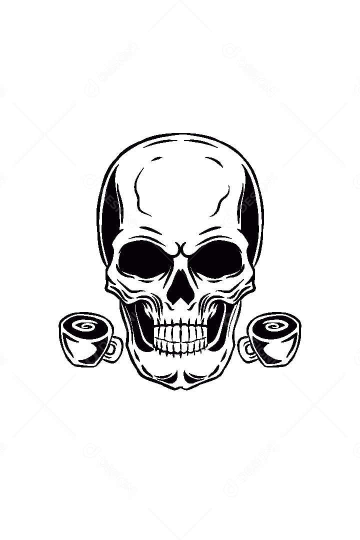 Estampa de Caveira Ilustração Vetor EPS