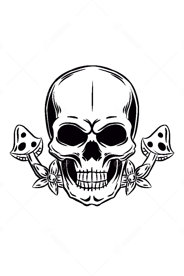 Estampa de Caveira Ilustração Vetor EPS