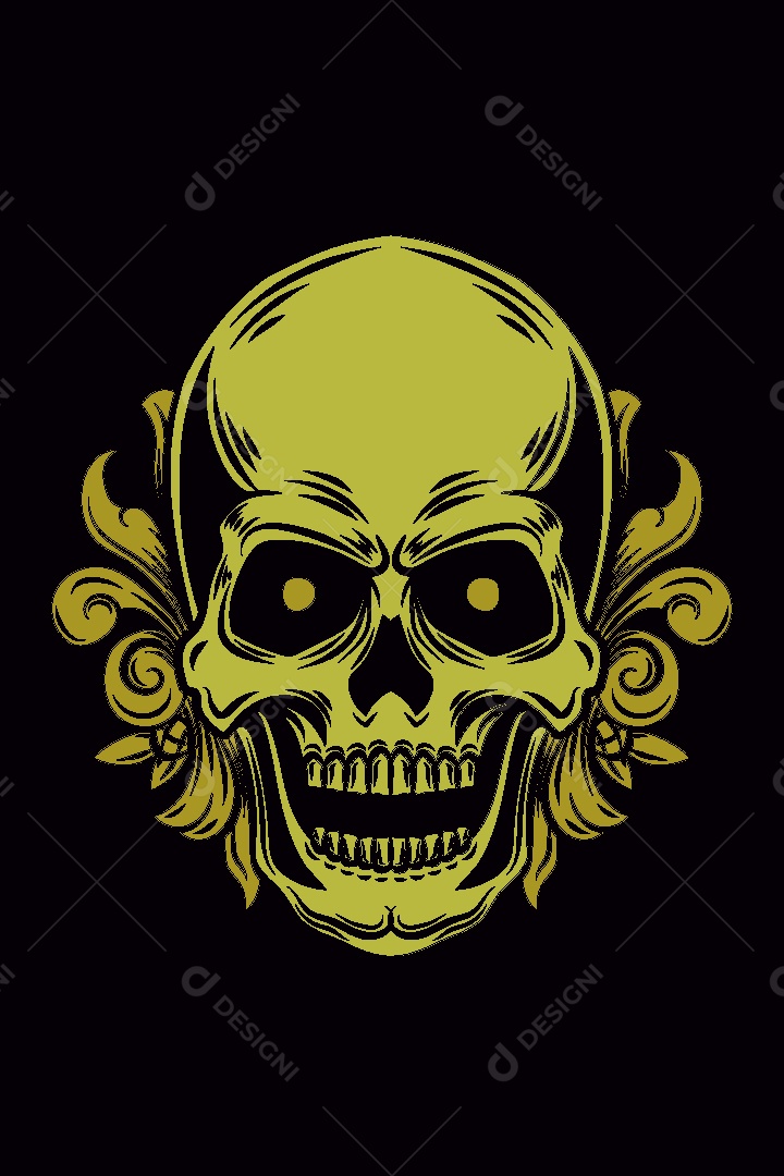 Estampa de Caveira Ilustração Vetor EPS