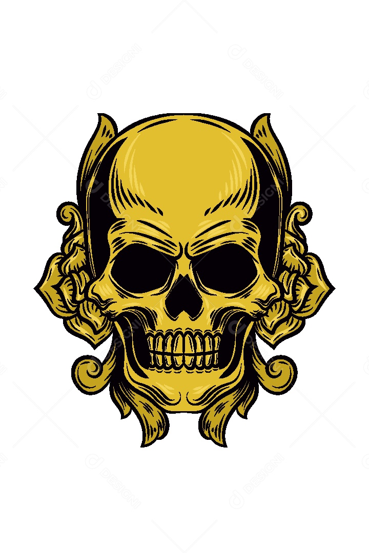 Estampa de Caveira Ilustração Vetor EPS