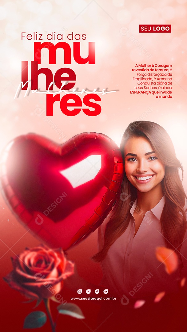 Story Dia Internacional das Mulheres 8 de Março é Coragem Revestida de Ternura Social Media PSD Editável