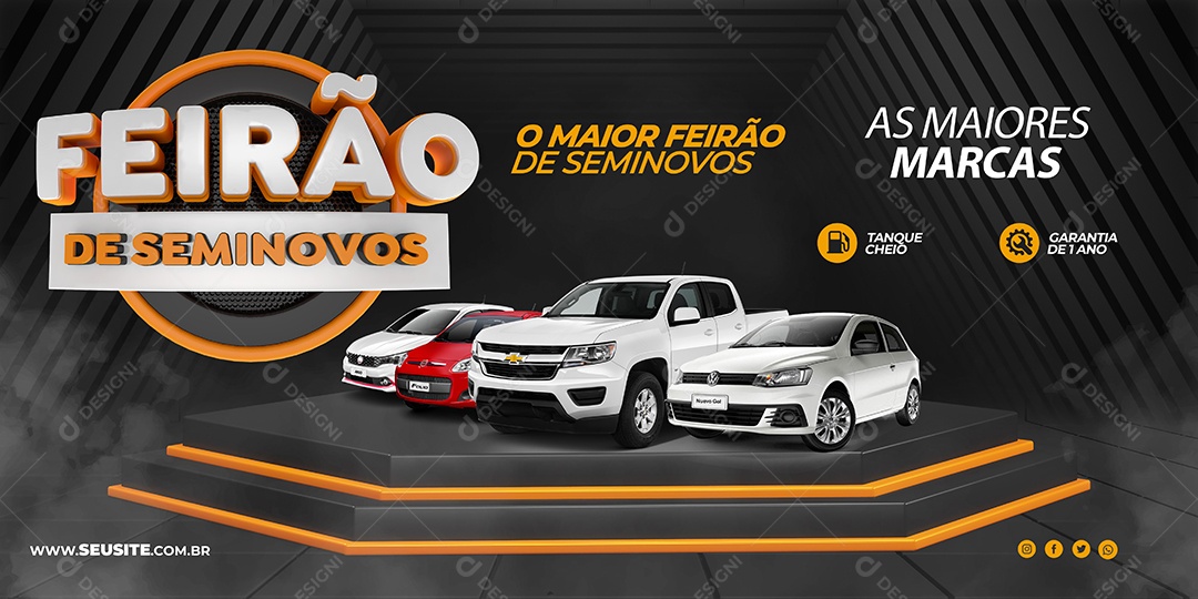 Banner Feirão de Seminovos Concessionária As maiores marcas Social Media PSD Editável
