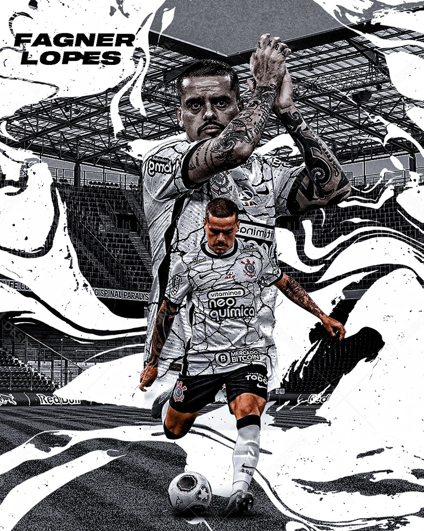 Jogador de Futebol Fagner Lopes Corinthians Social Media PSD Editável