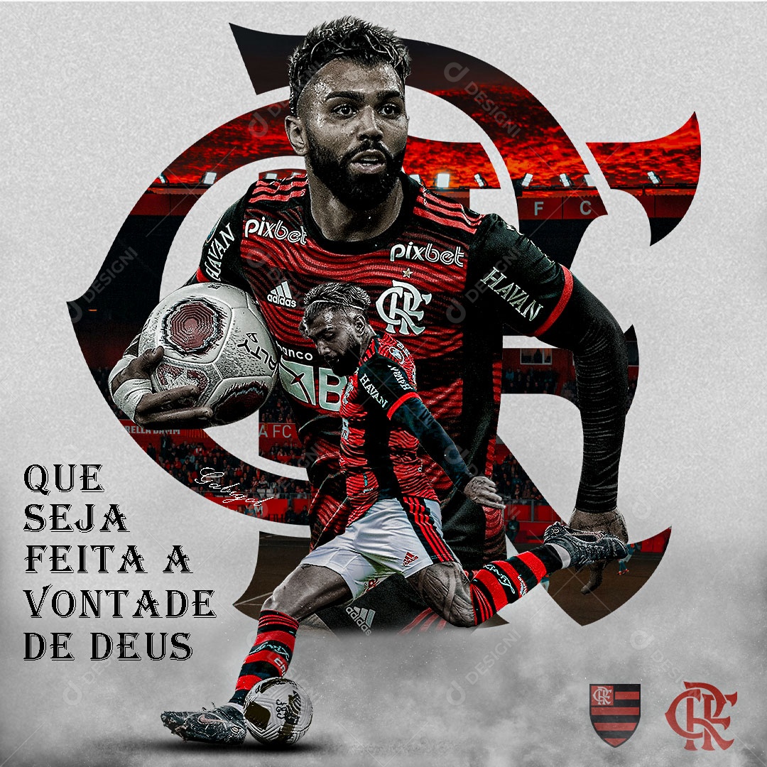 Jogador de Futebol Gabi Gol Flamengo Social Media PSD Editável