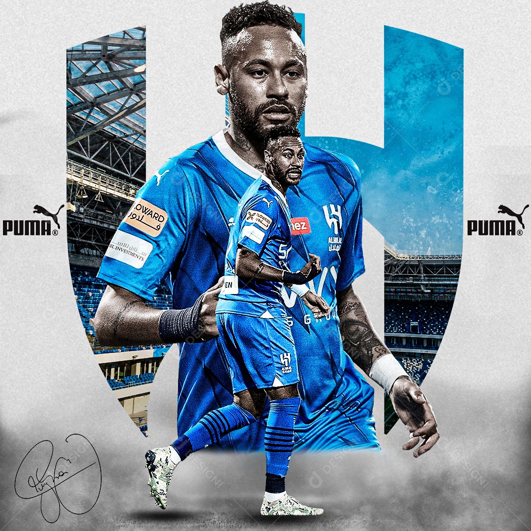 Jogador de Futebol Neymar Al Hilal Social Media PSD Editável