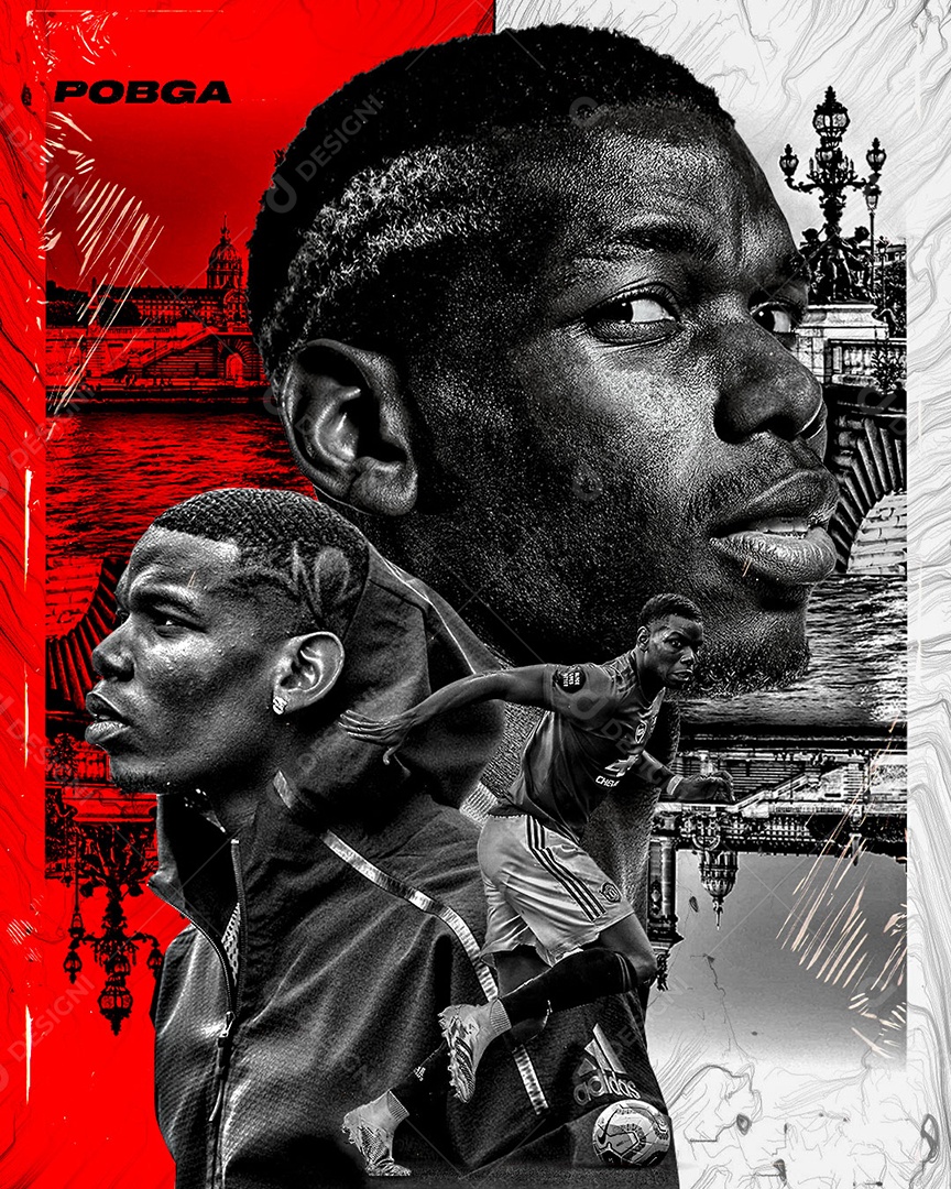 Jogador de Futebol Pogba Social Media PSD Editável