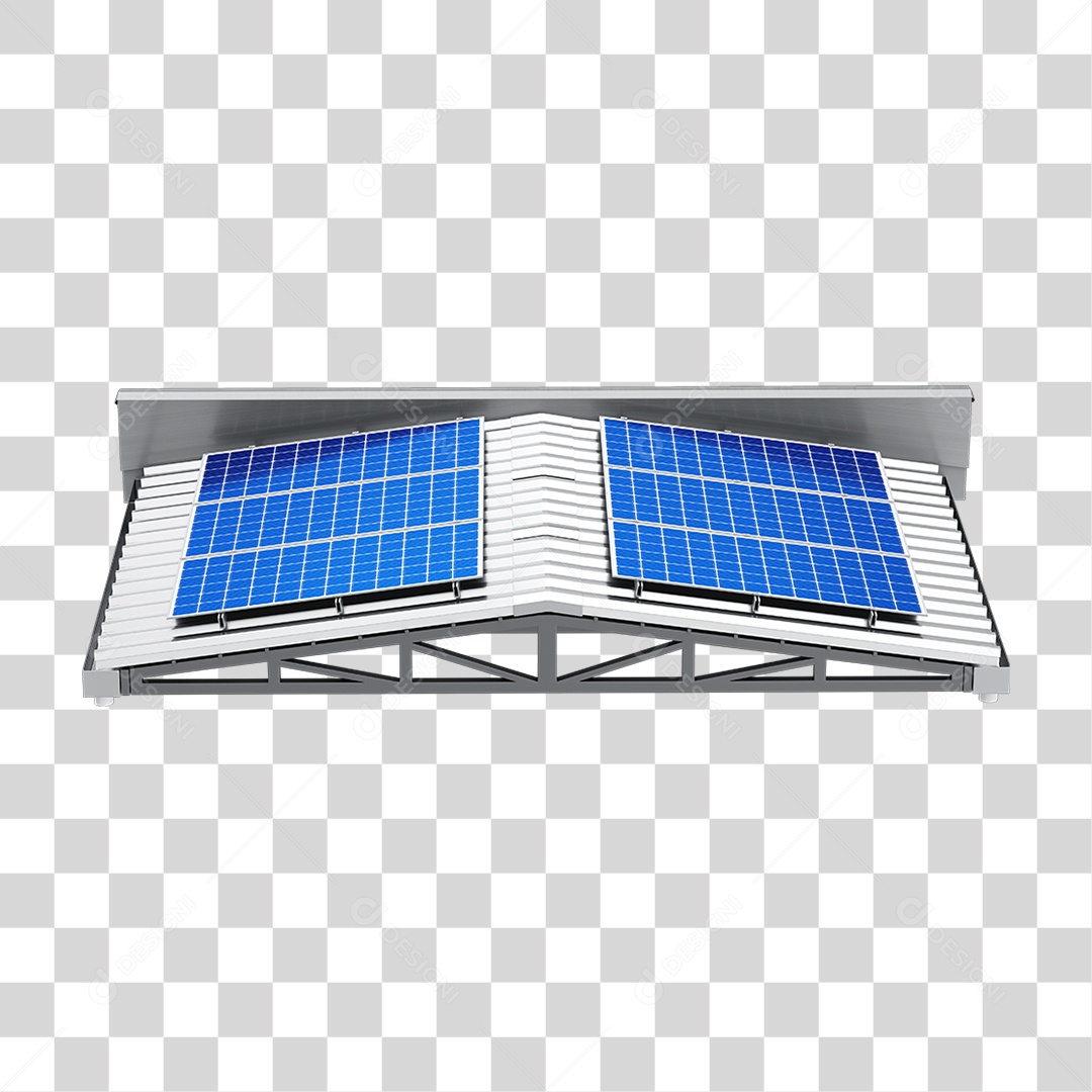 Placa Solar Fotovoltaica em Cima de Telhado Galvanizado Termoacústico PNG Transparente