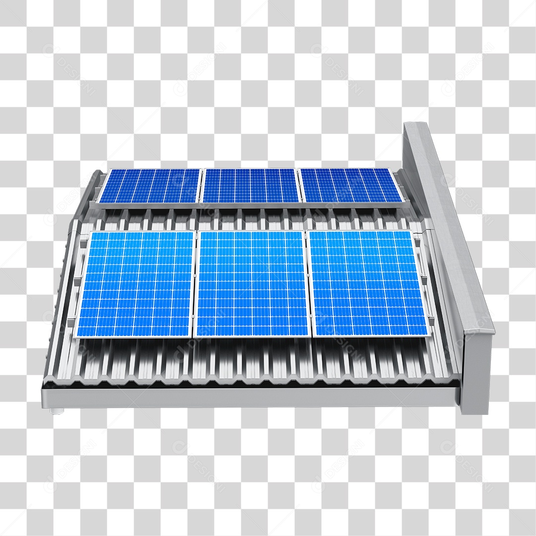 Placa Solar Fotovoltaica em Cima de Telhado Galvanizado Termoacústico PNG Transparente