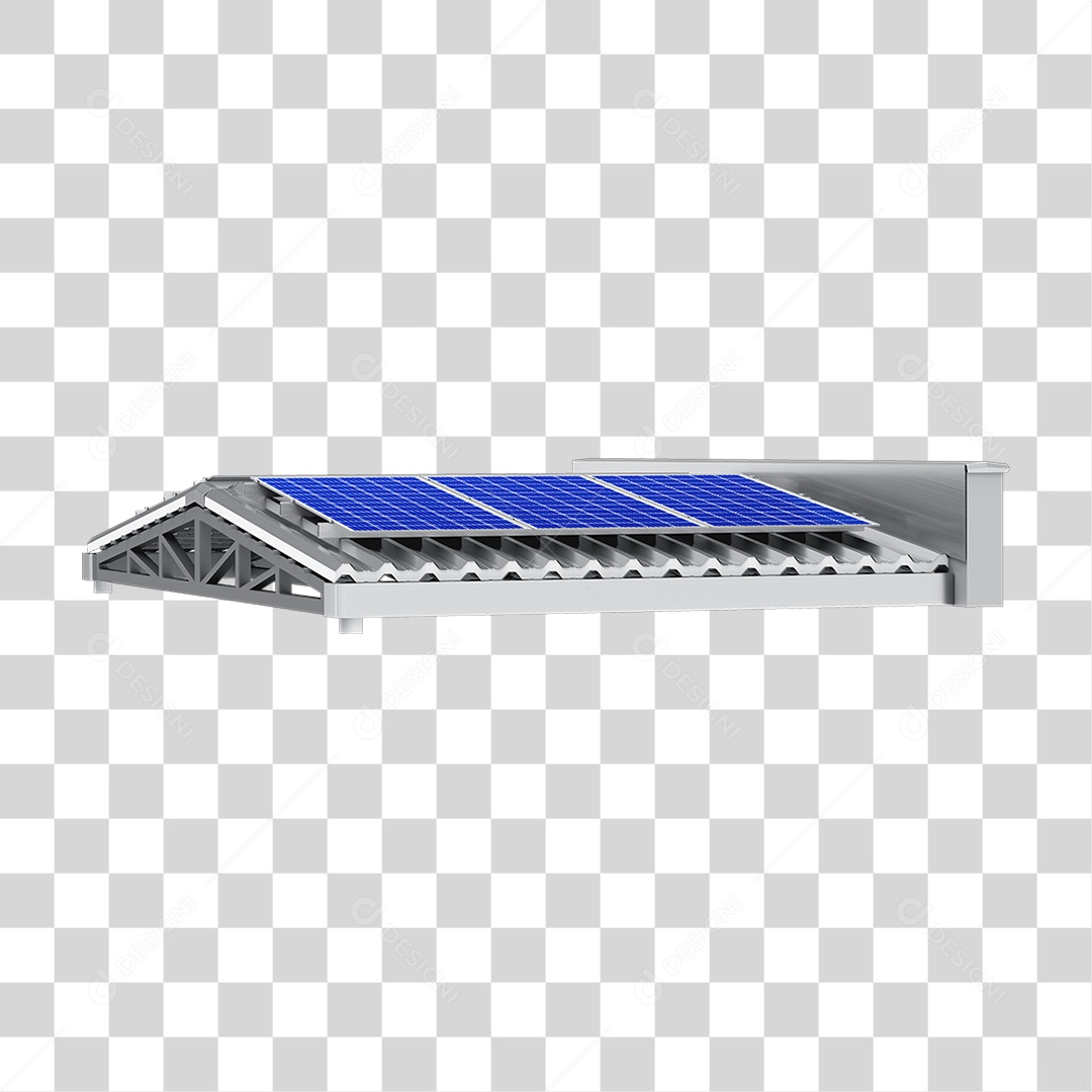 Placa Solar Fotovoltaica em Cima de Telhado Galvanizado Termoacústico PNG Transparente