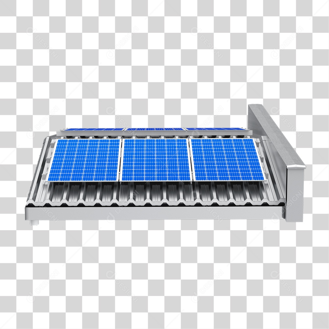 Placa Solar Fotovoltaica em Cima de Telhado Galvanizado Termoacústico PNG Transparente