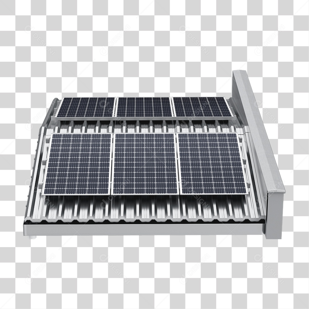 Placa Solar Grafite Fotovoltaica em Cima de Telhado Galvanizado Termoacústico PNG Transparente