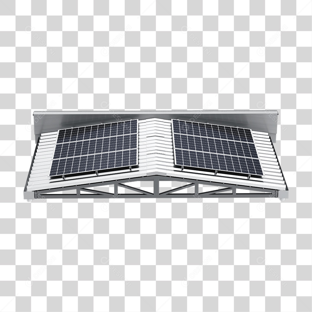 Placa Solar Grafite Fotovoltaica em Cima de Telhado Galvanizado Termoacústico PNG Transparente