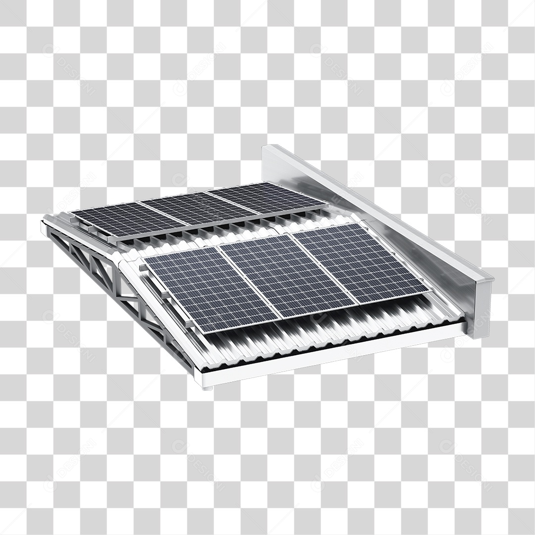Placa Solar Grafite Fotovoltaica em Cima de Telhado Galvanizado Termoacústico PNG Transparente