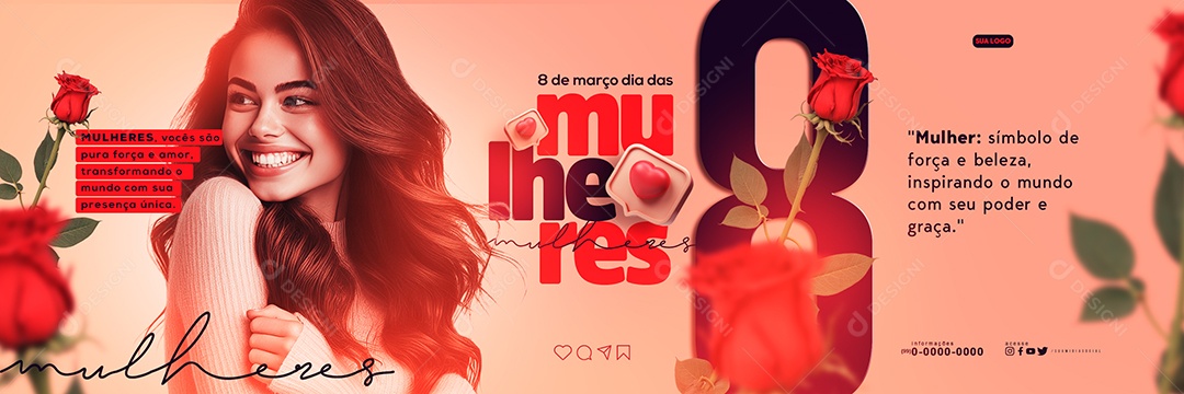 Carrossel Dia Internacional das Mulheres 8 de março Social Media PSD Editável