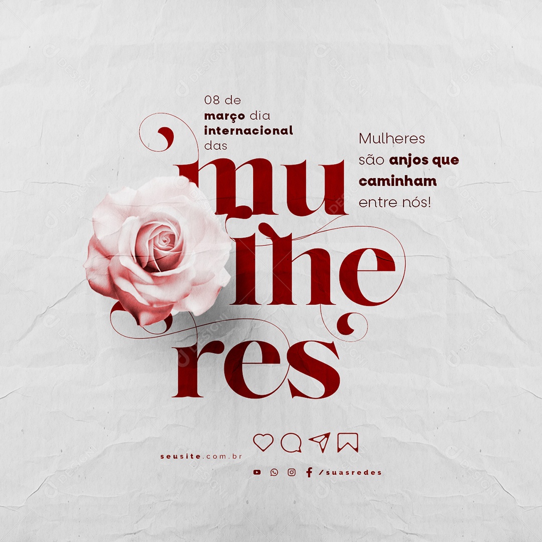 Dia Internacional das Mulheres são anjos que caminham entre nós Social Media PSD Editável