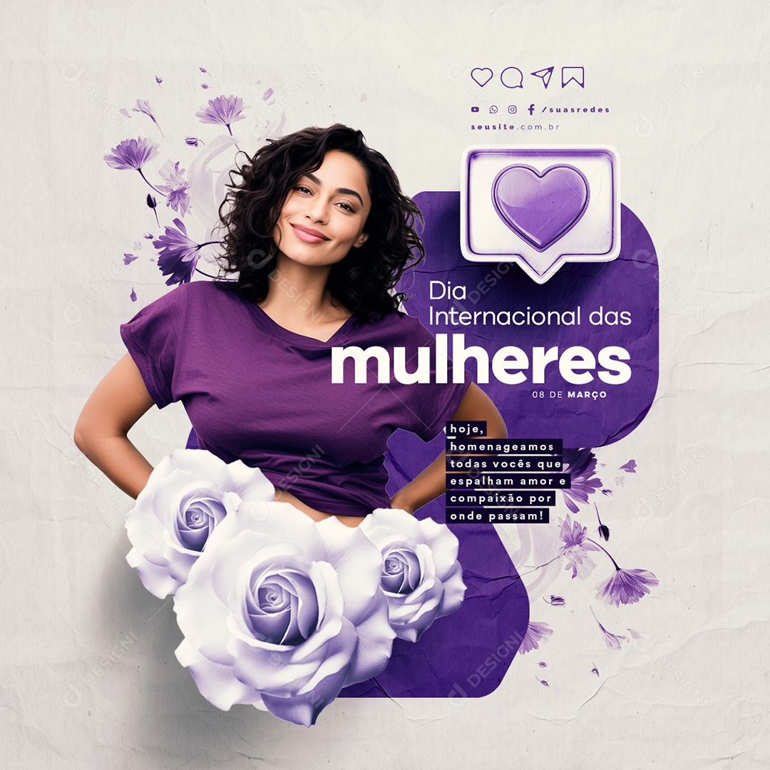 Dia Internacional das Mulheres 08 De Março Social Media PSD Editável
