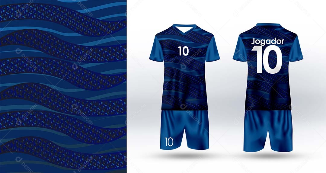 Uniforme de Futebol Azul Ilustração AI Editável