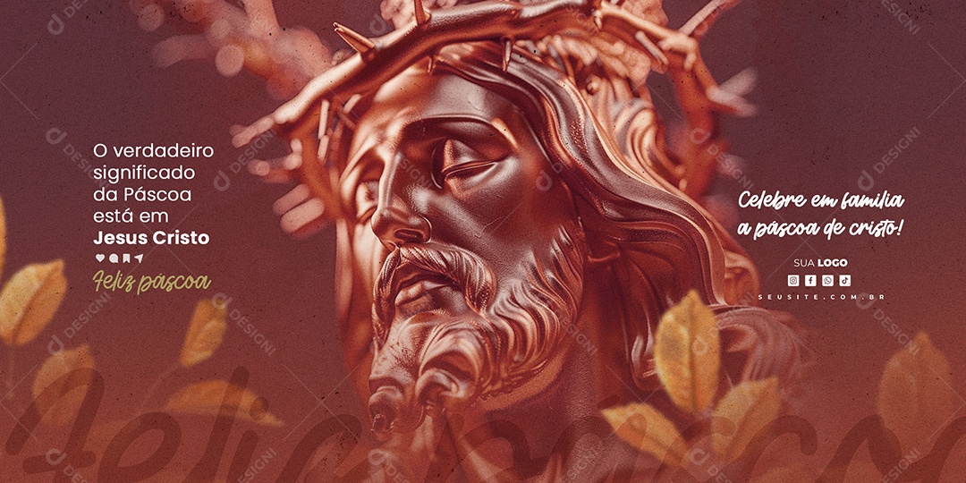 Banner Páscoa 31 de Março o Veredeiro Significado está em Jesus Cristo Social Media PSD Editável