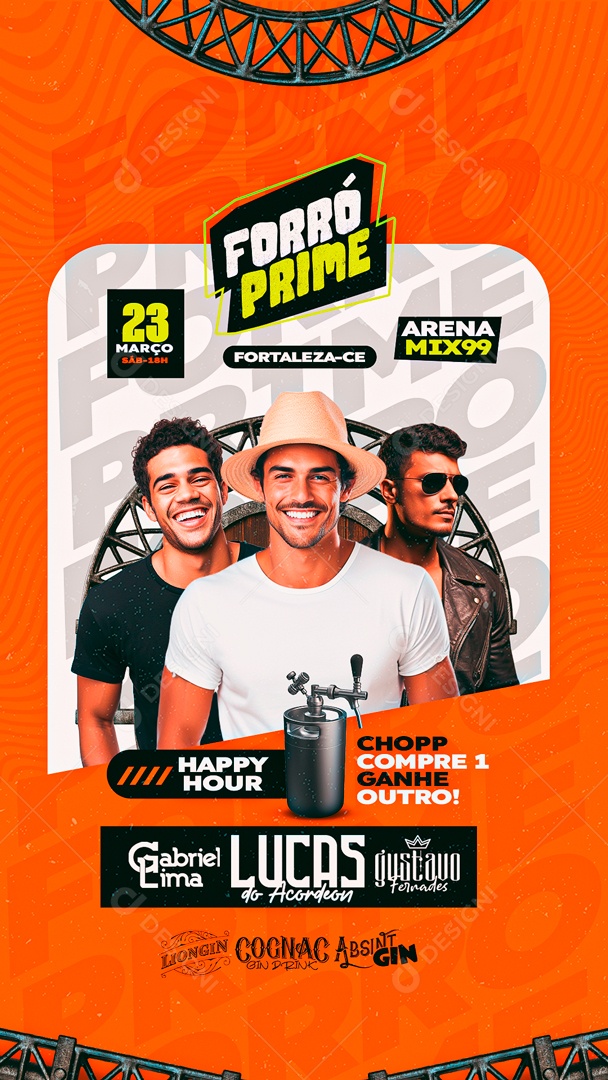 Flyer Story Forró Prime Gabriel Lima Lucas do Acordeon Gustavo Fernades Social Media PSD Editável
