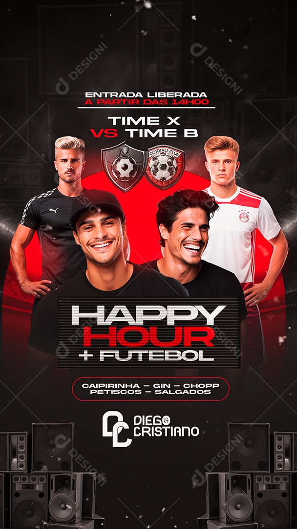 Flyer Story Boteco Futebol Happy Hour time X vs time B Social Media PSD Editável