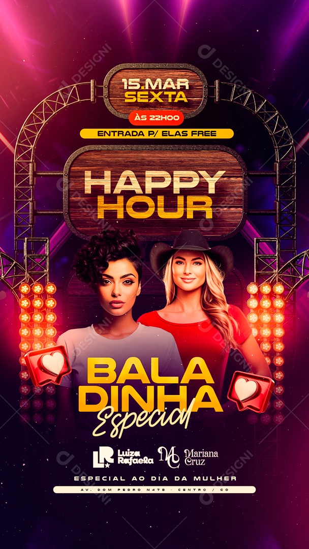 Flyer Story Balada Especial Dia da Mulher Luiza Rafaela Mariana Cruz Social Media PSD Editável