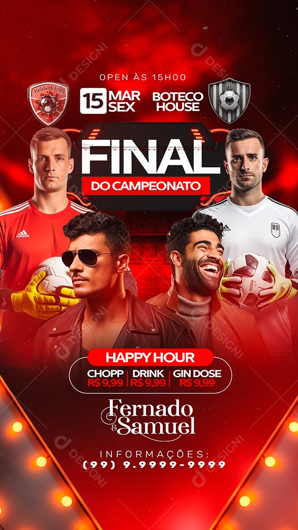 Flyer Story Boteco Futebol Final do Campeonato Happy Hour Social Media PSD Editável