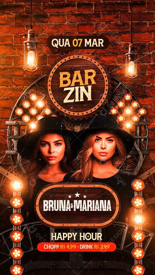 Flyer Story Barzin Bruna e Marana Social Media PSD Editável