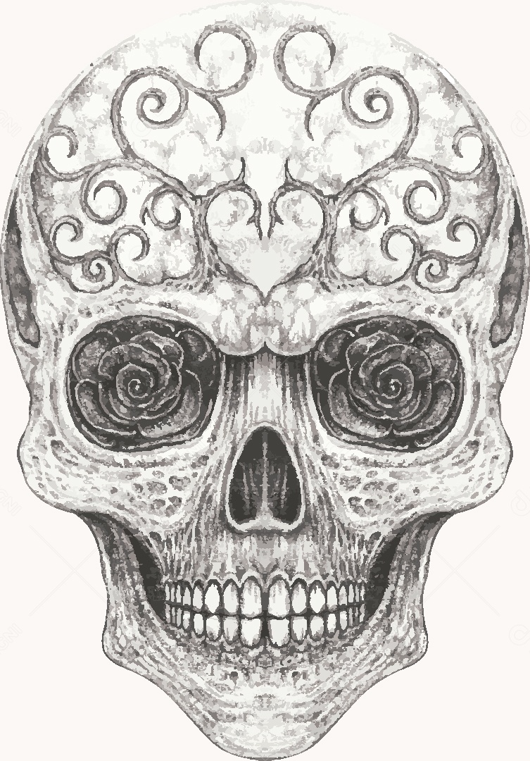 Desenho de Casal Caveira Feito a Mão Vetor EPS