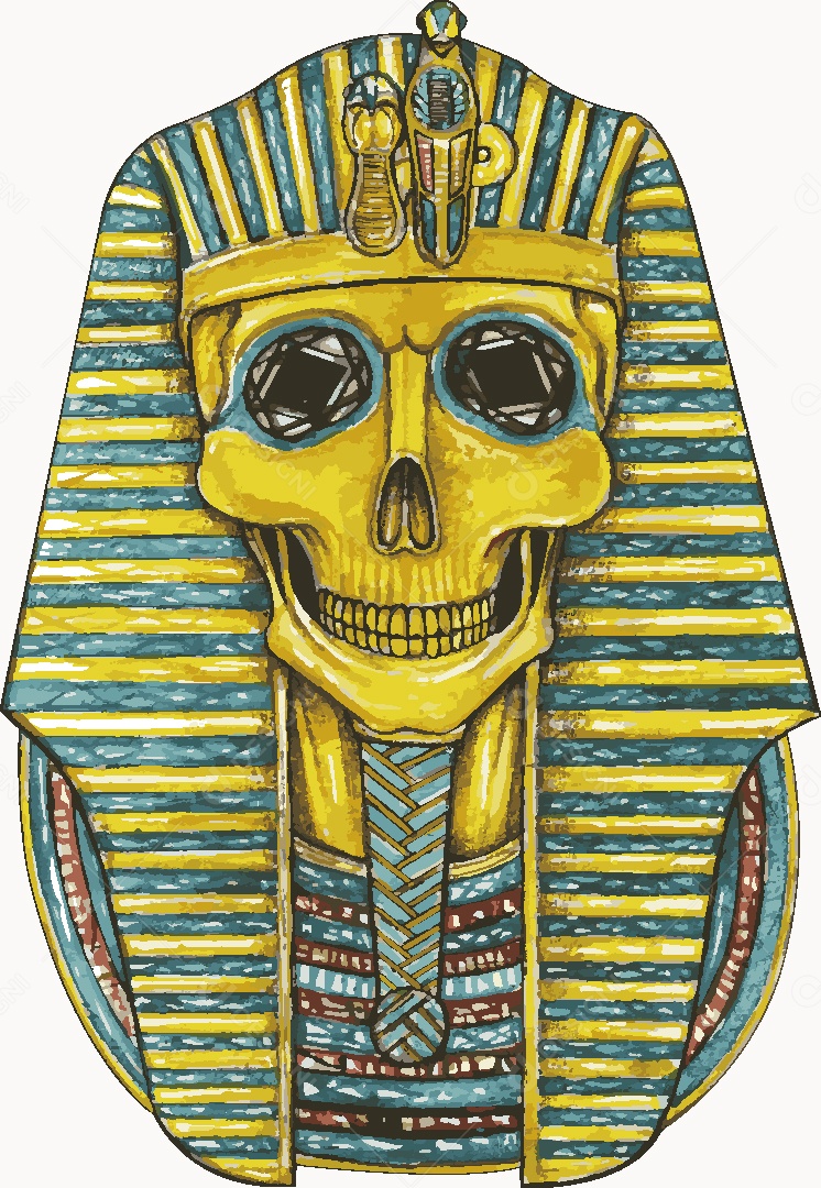 Desenho de Caveira Egípcia Feito a Mão Vetor EPS