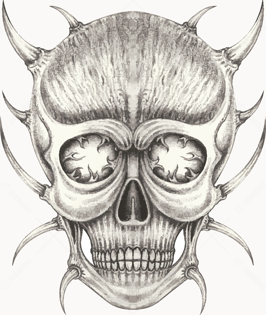 Desenho de Caveira Feito a Mão Vetor EPS