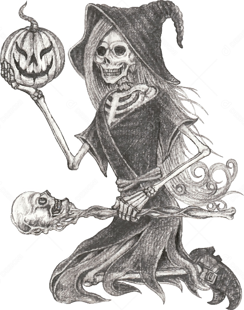 Desenho de Caveira Feito a Mão Vetor EPS