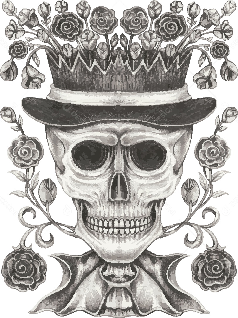 Desenho de Caveira Feito a Mão Vetor EPS