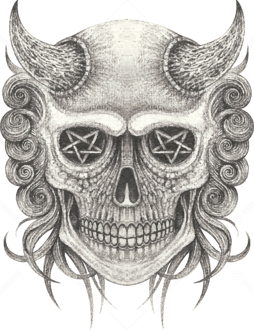 Desenho de Caveira Feito a Mão Vetor EPS