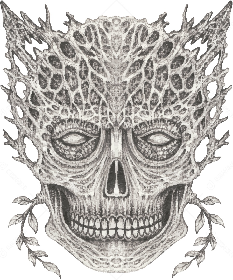 Desenho de Caveira Feito a Mão Vetor EPS