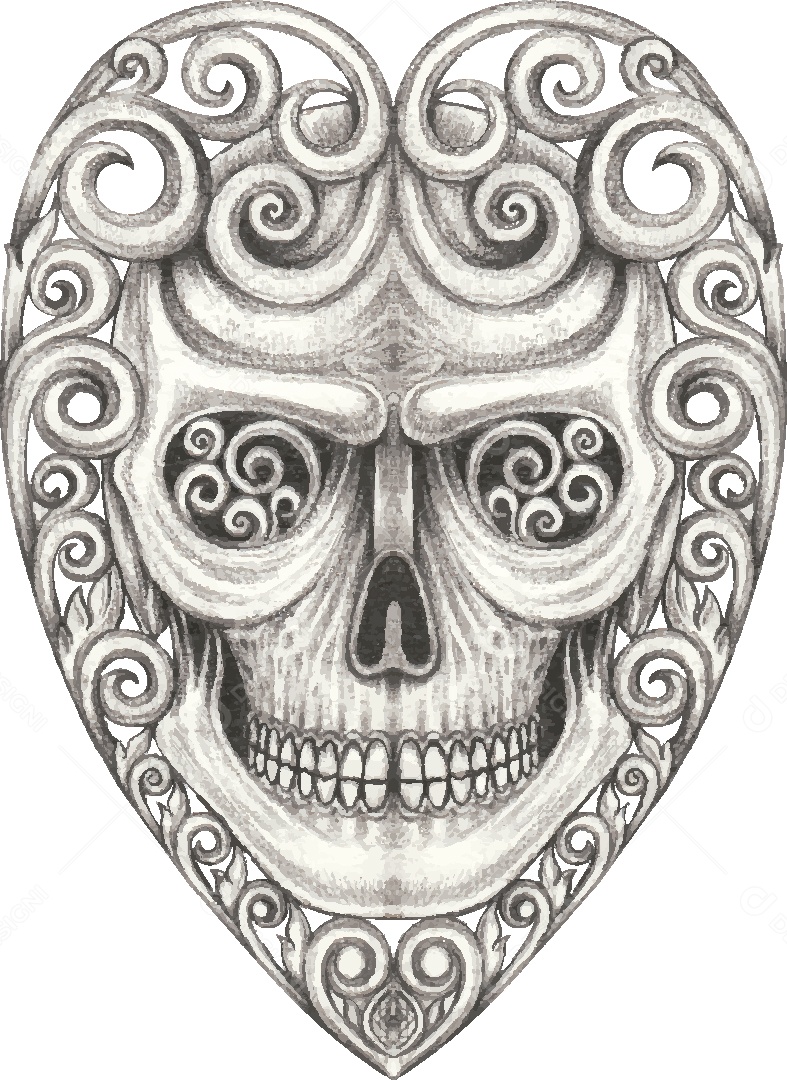 Desenho de Caveira Feito a Mão Vetor EPS