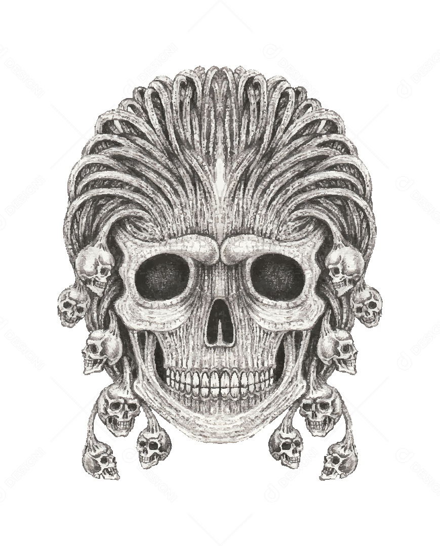 Desenho de Caveira Feito a Mão Vetor EPS