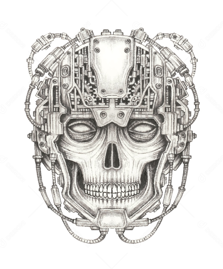 Desenho de Caveira Feito a Mão Vetor EPS