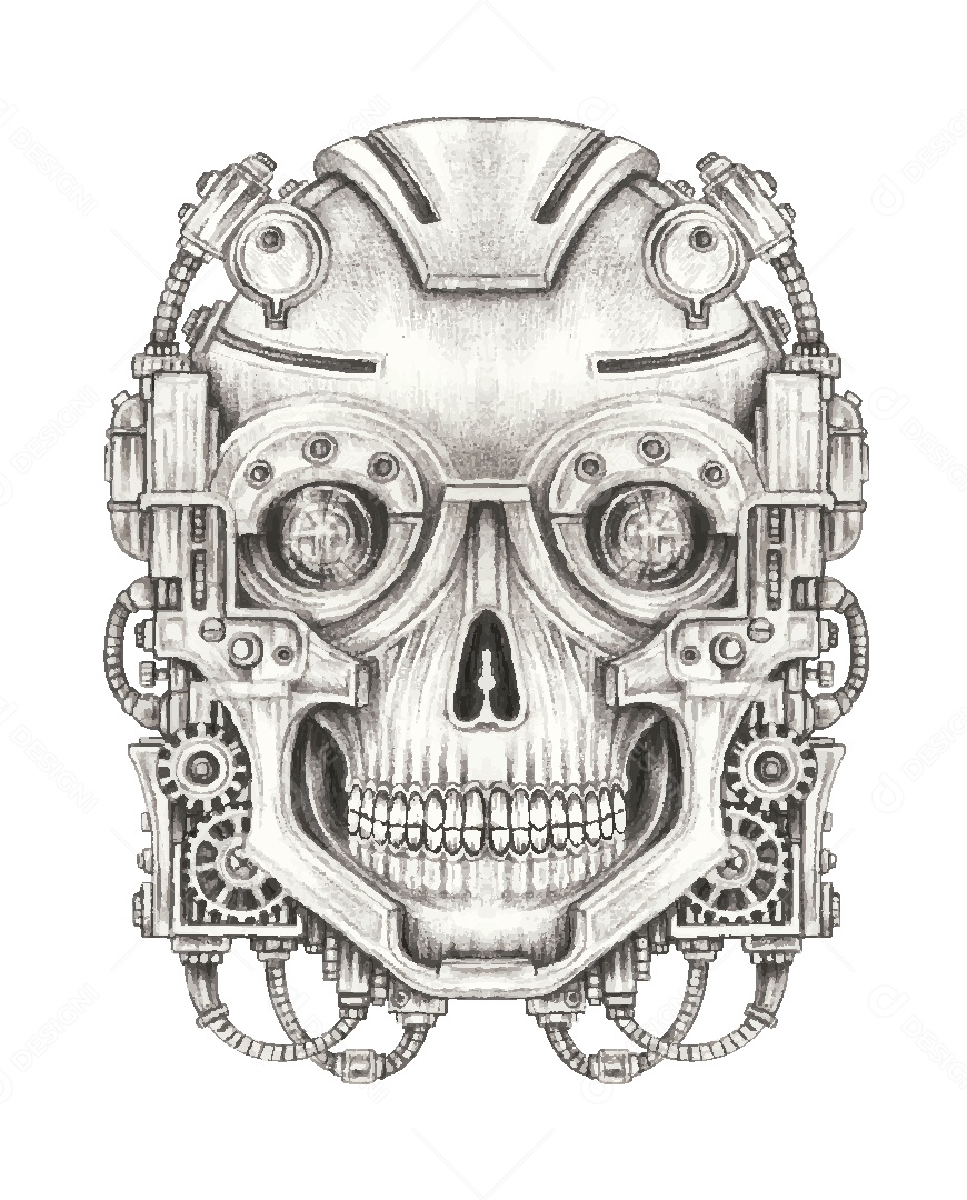 Desenho de Caveira Feito a Mão Vetor EPS