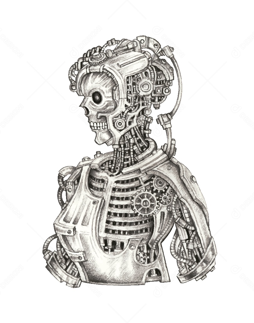 Desenho de Caveira Feito a Mão Vetor EPS