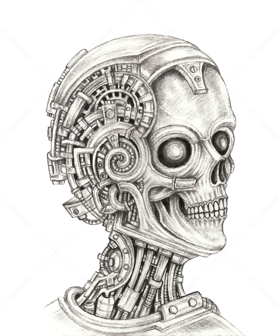 Desenho de Caveira Feito a Mão Vetor EPS