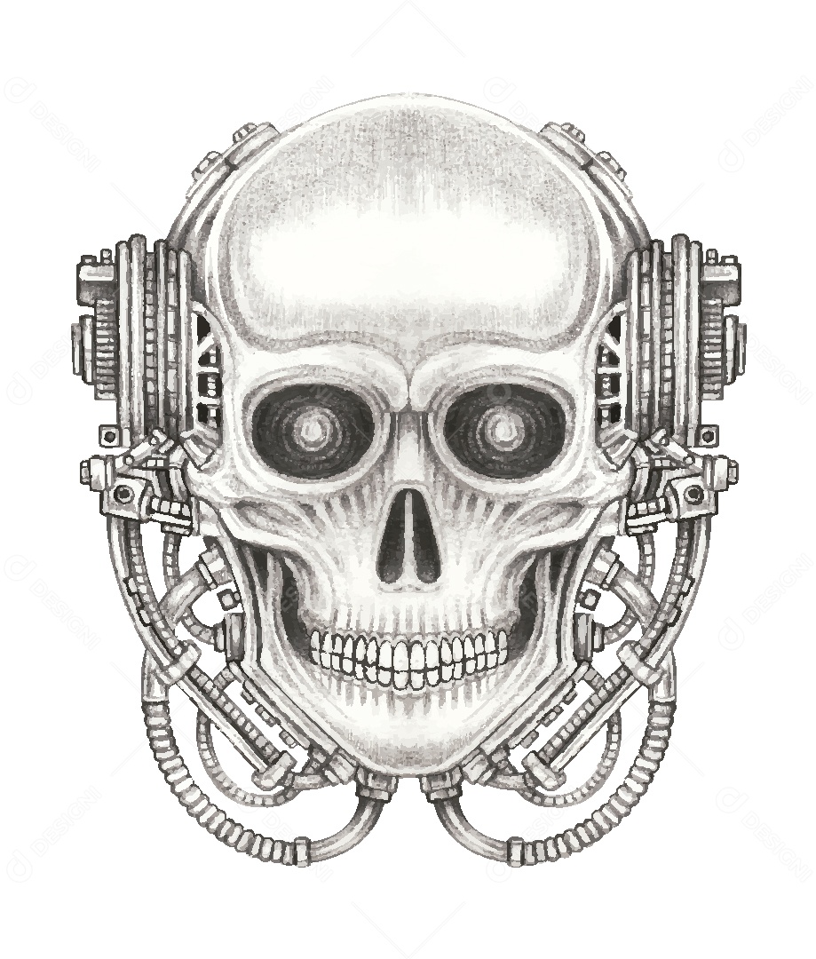 Desenho de Caveira Feito a Mão Vetor EPS