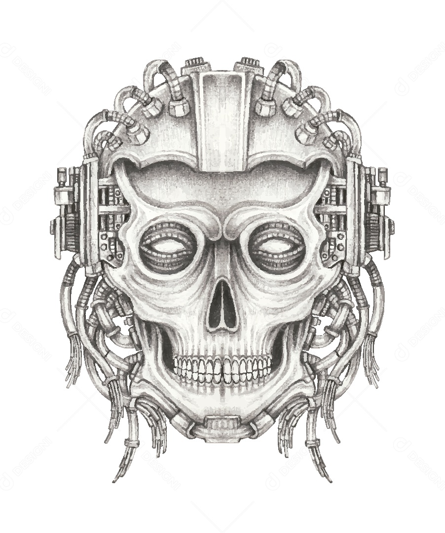 Desenho de Caveira Feito a Mão Vetor EPS