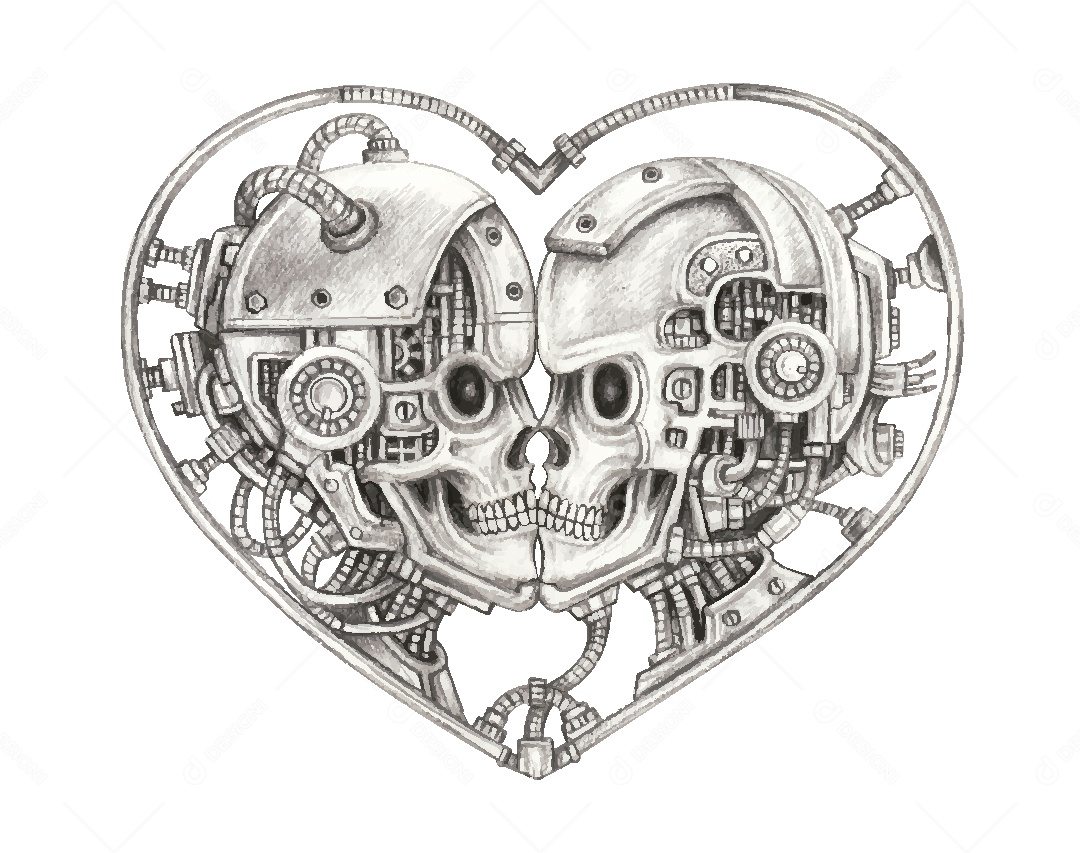 Desenho de Caveira Feito a Mão Vetor EPS