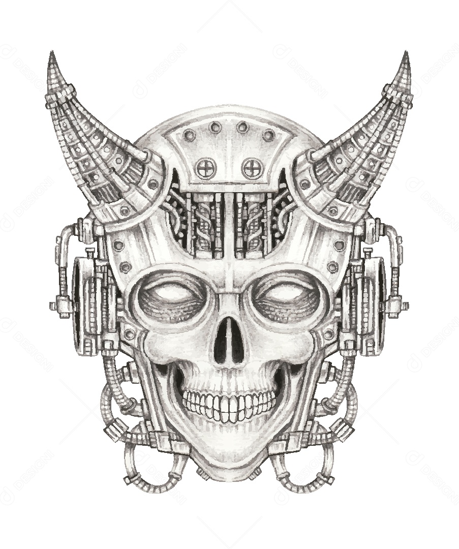 Desenho de Caveira Feito a Mão Vetor EPS