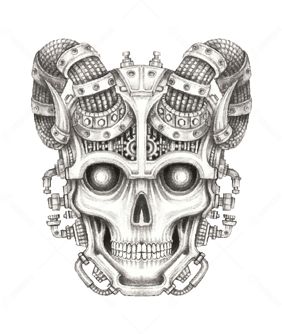 Desenho de Caveira Feito a Mão Vetor EPS