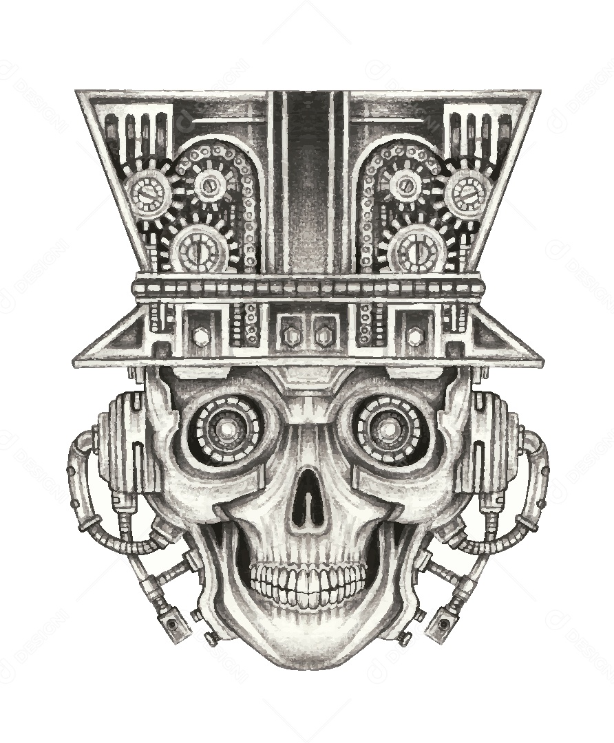 Desenho de Caveira Feito a Mão Vetor EPS