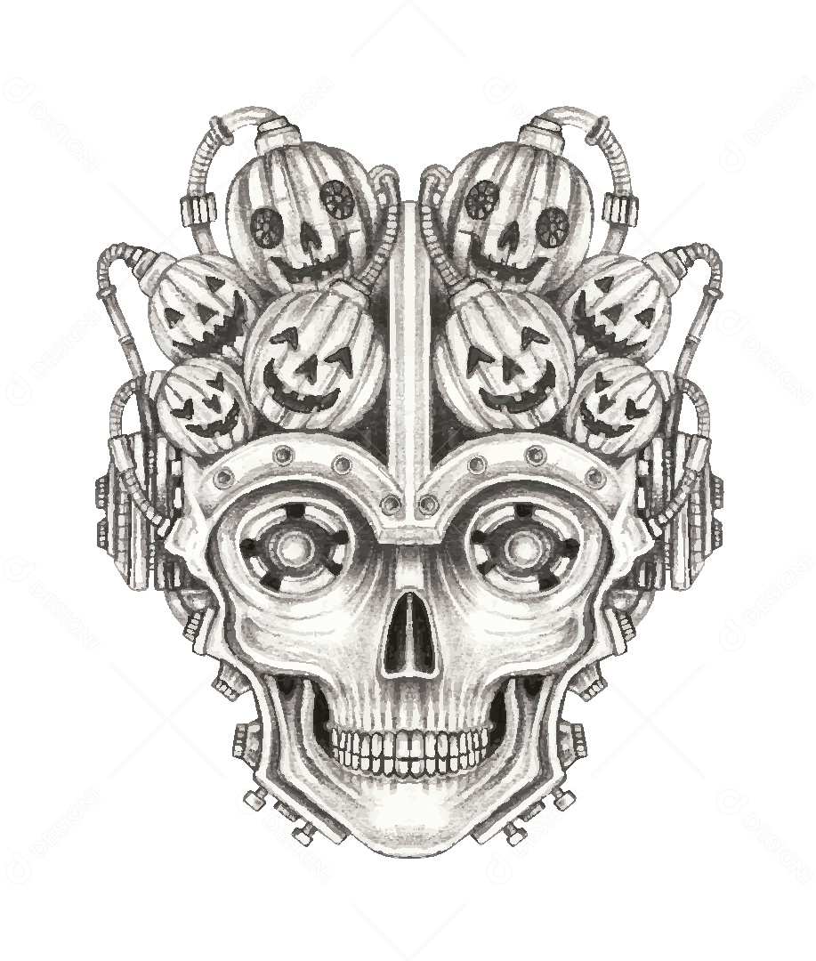 Desenho de Caveira Feito a Mão Vetor EPS