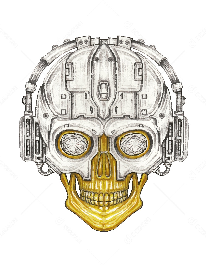 Desenho de Caveira Feito a Mão Vetor EPS