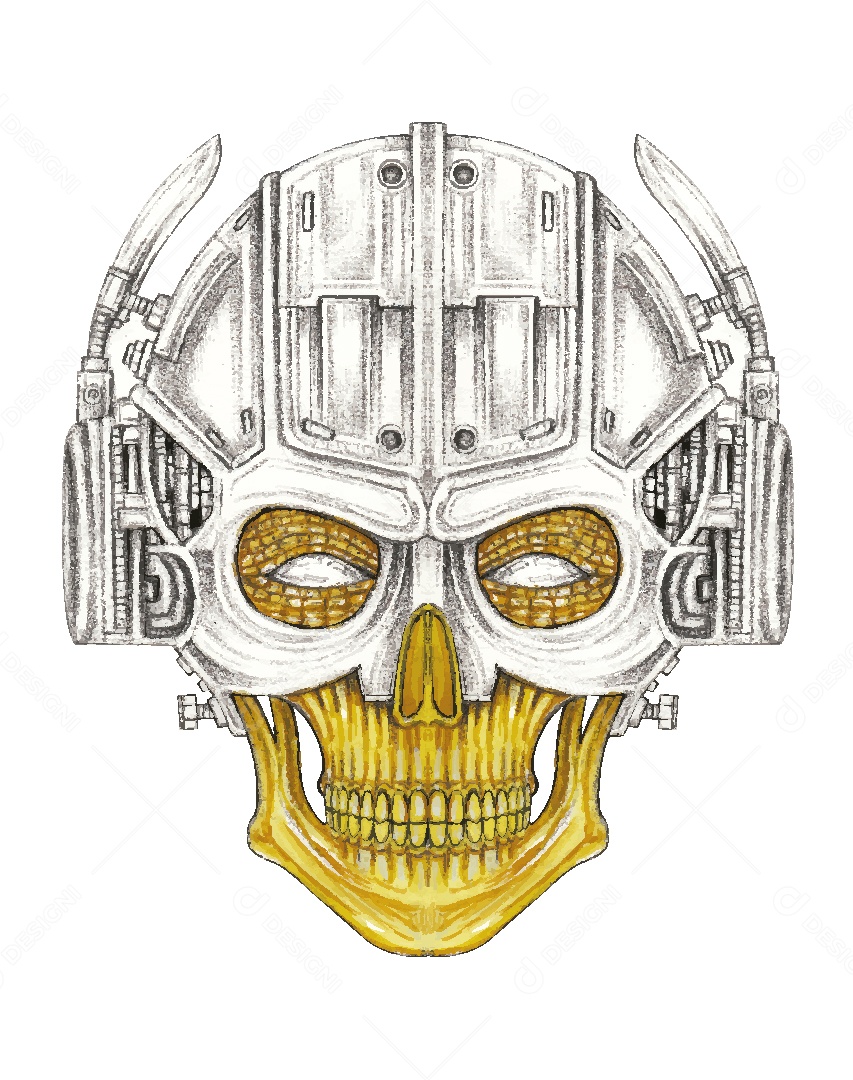 Desenho de Caveira Feito a Mão Vetor EPS