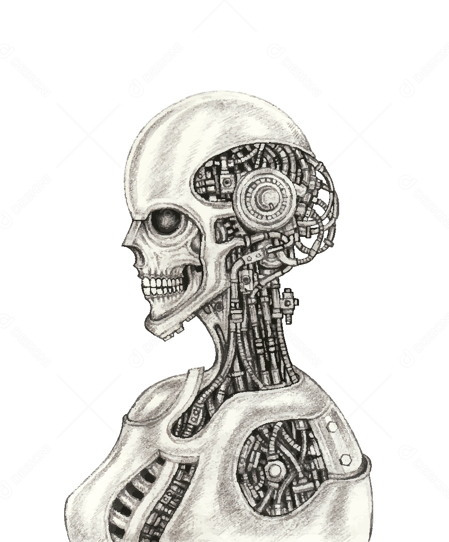 Desenho de Caveira Feito a Mão Vetor EPS